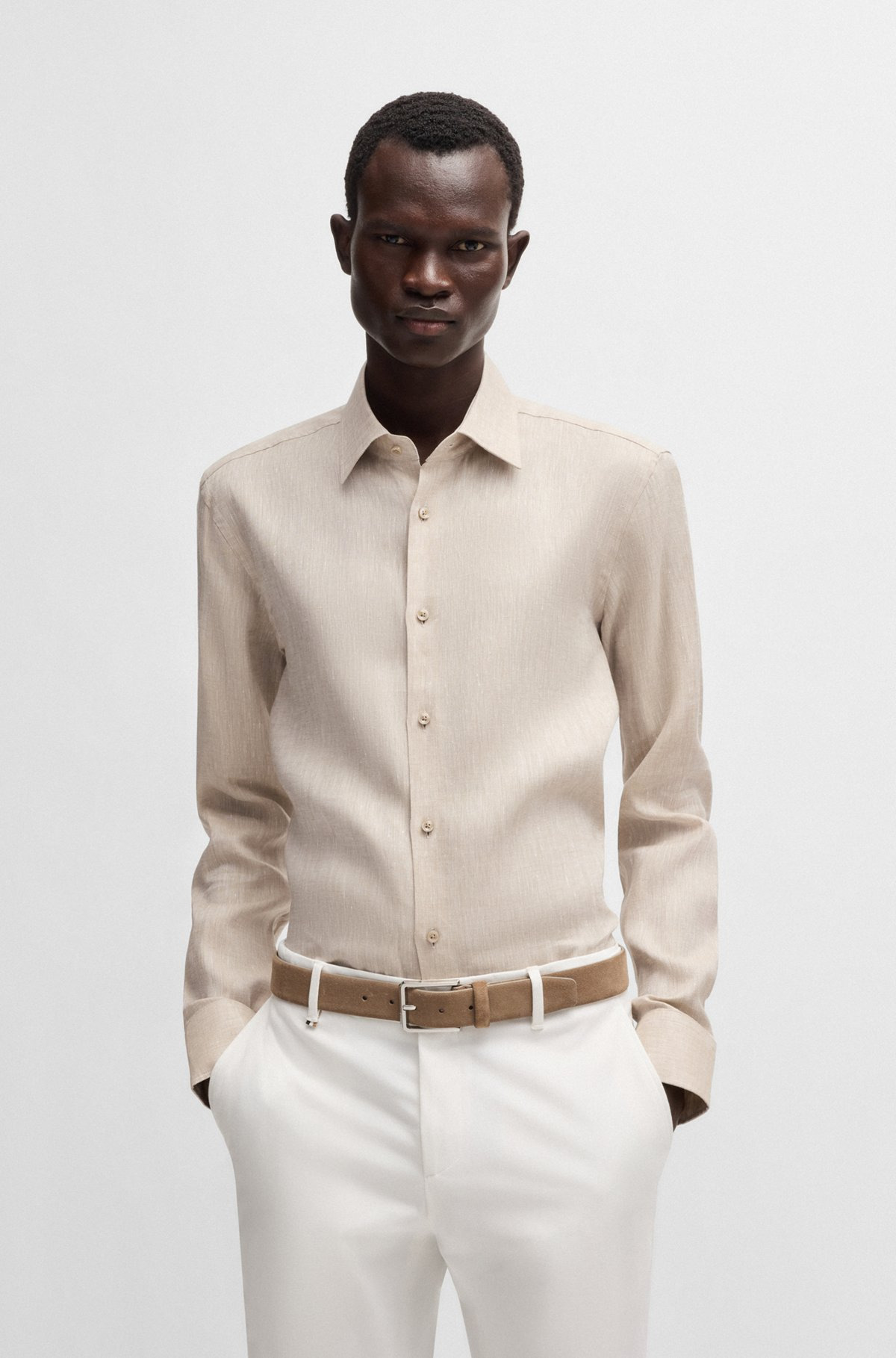 SLIM-FIT SHIRT IN ITALIAN-MADE LINEN - 2