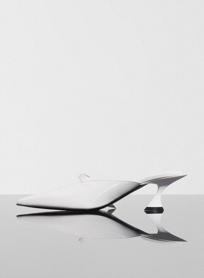 MUGLER white Fang 55 mules with strap outlook