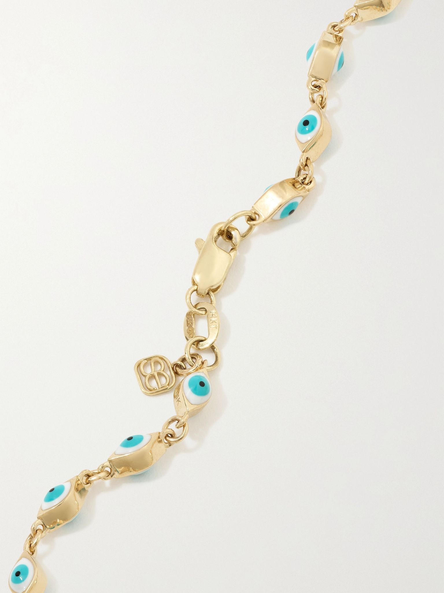 Mini Evil Eye 14-karat gold and enamel anklet Gold - 3