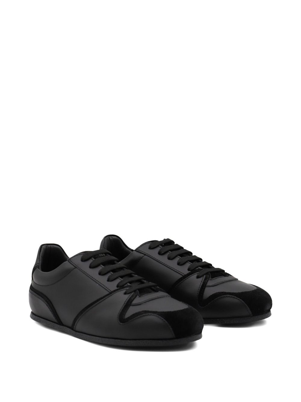 leather suede panel sneakers - 2