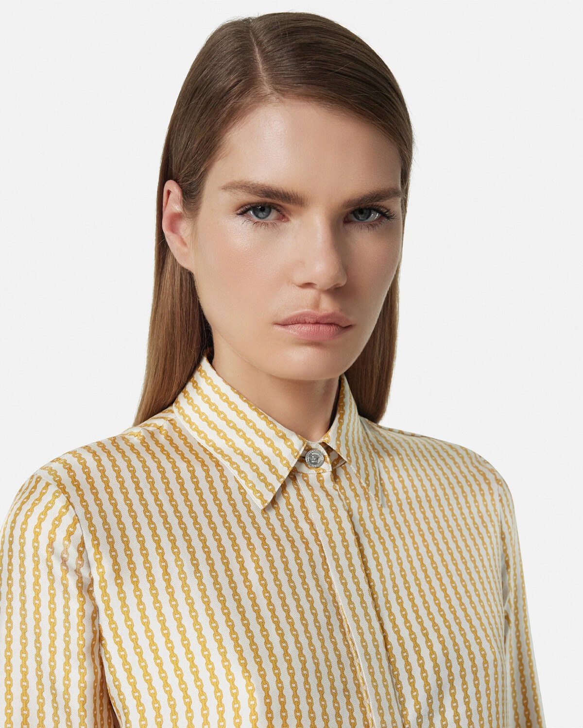 Pinstripe Chain Silk Shirt - 3