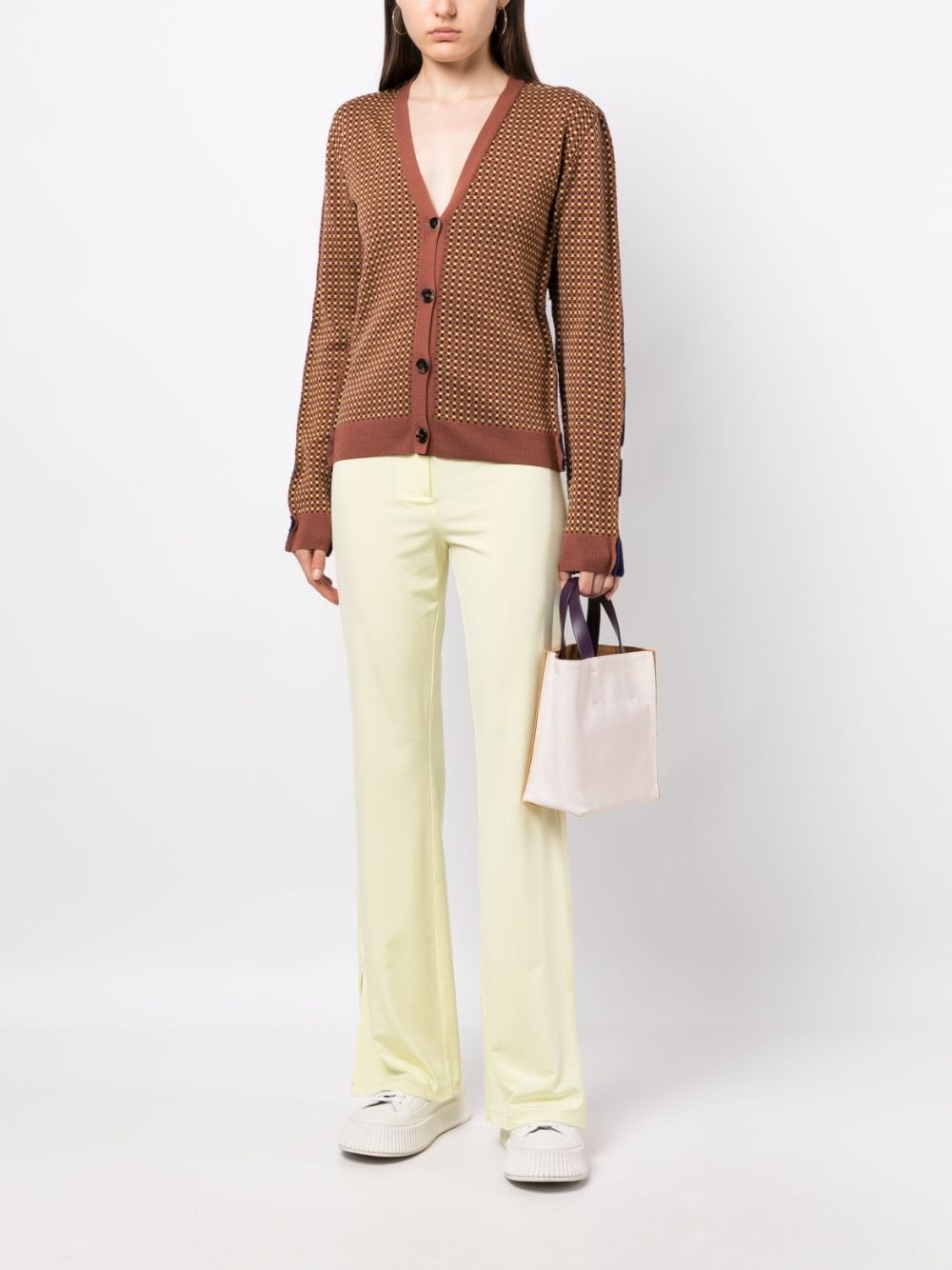 graphic-print V-neck cardigan - 2