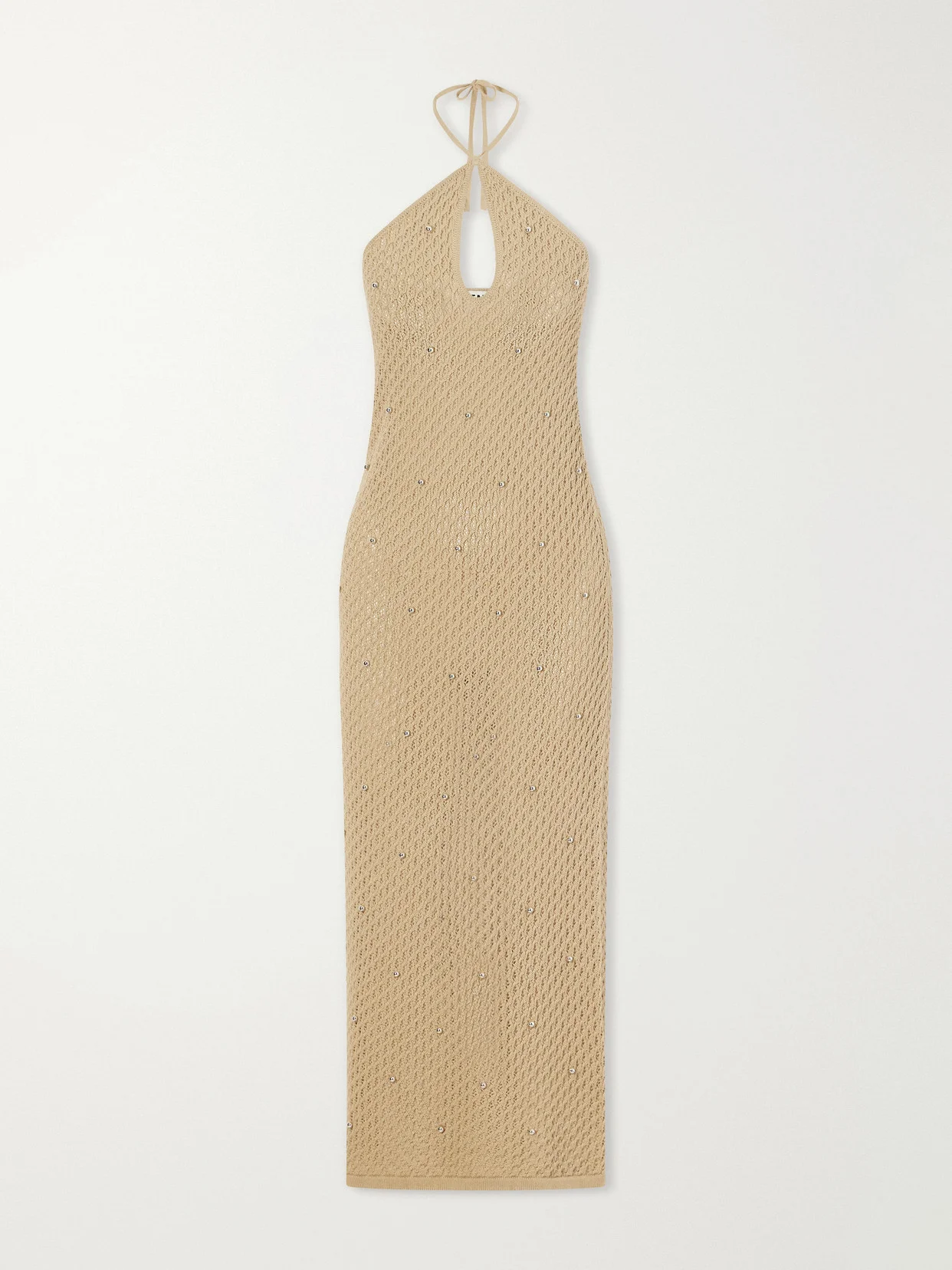 Isola Embellished Crocheted Cotton Halterneck Maxi Dress - 1