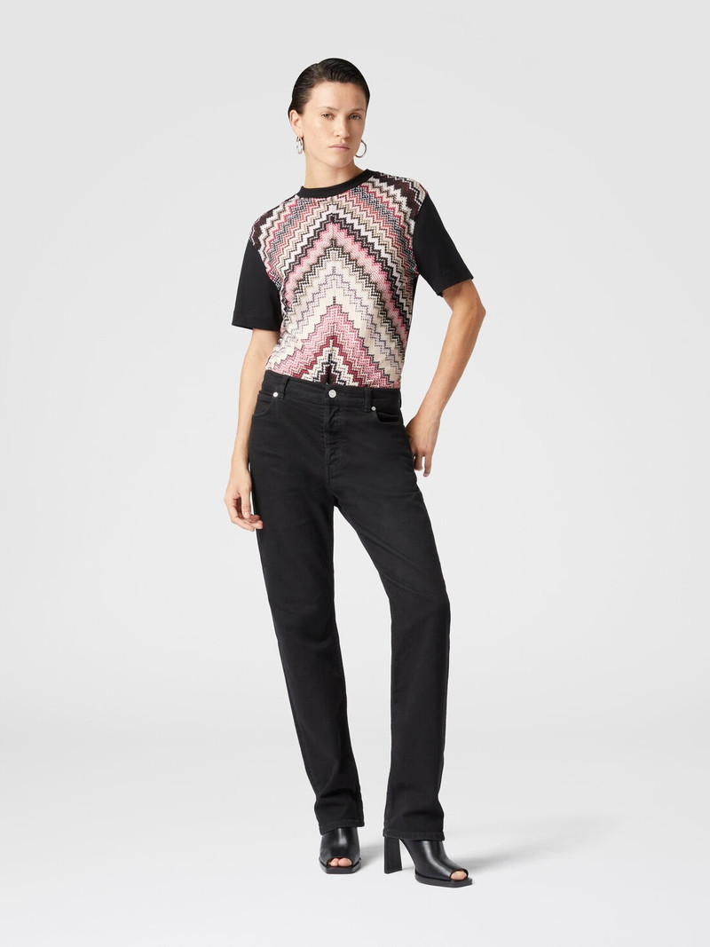 Missoni Crewneck T-shirt with lamé zig zag knit insert outlook