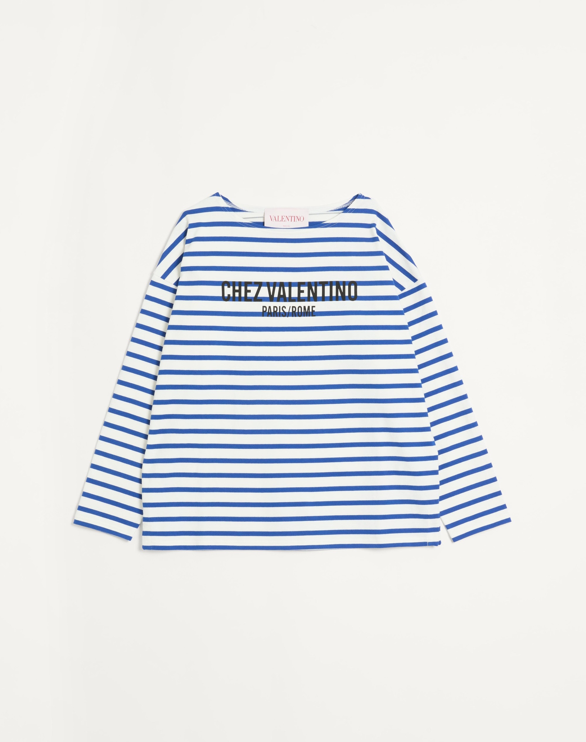 Valentino LONG-SLEEVED COTTON T-SHIRT WITH CHEZ VALENTINO