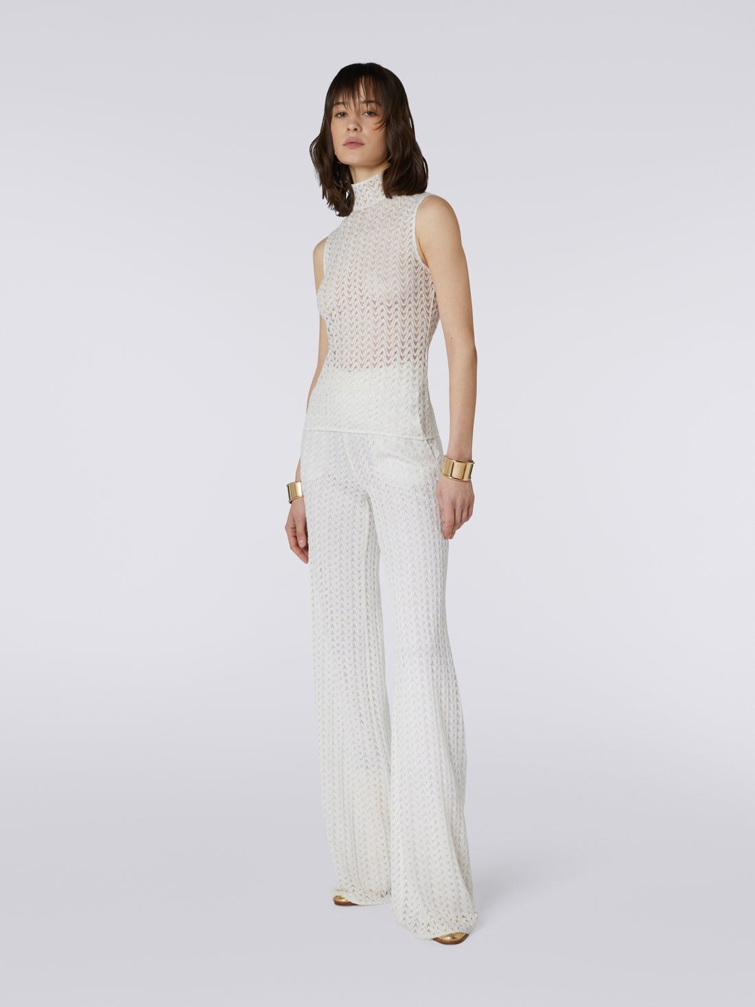 Raschel knit wool and viscose sleeveless top - 3