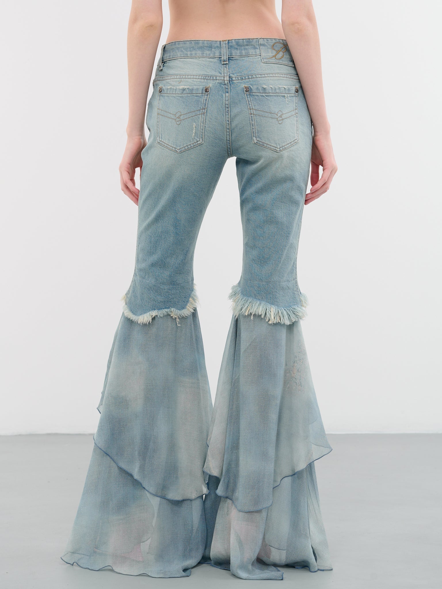 Flounce Chiffon Jeans - 3