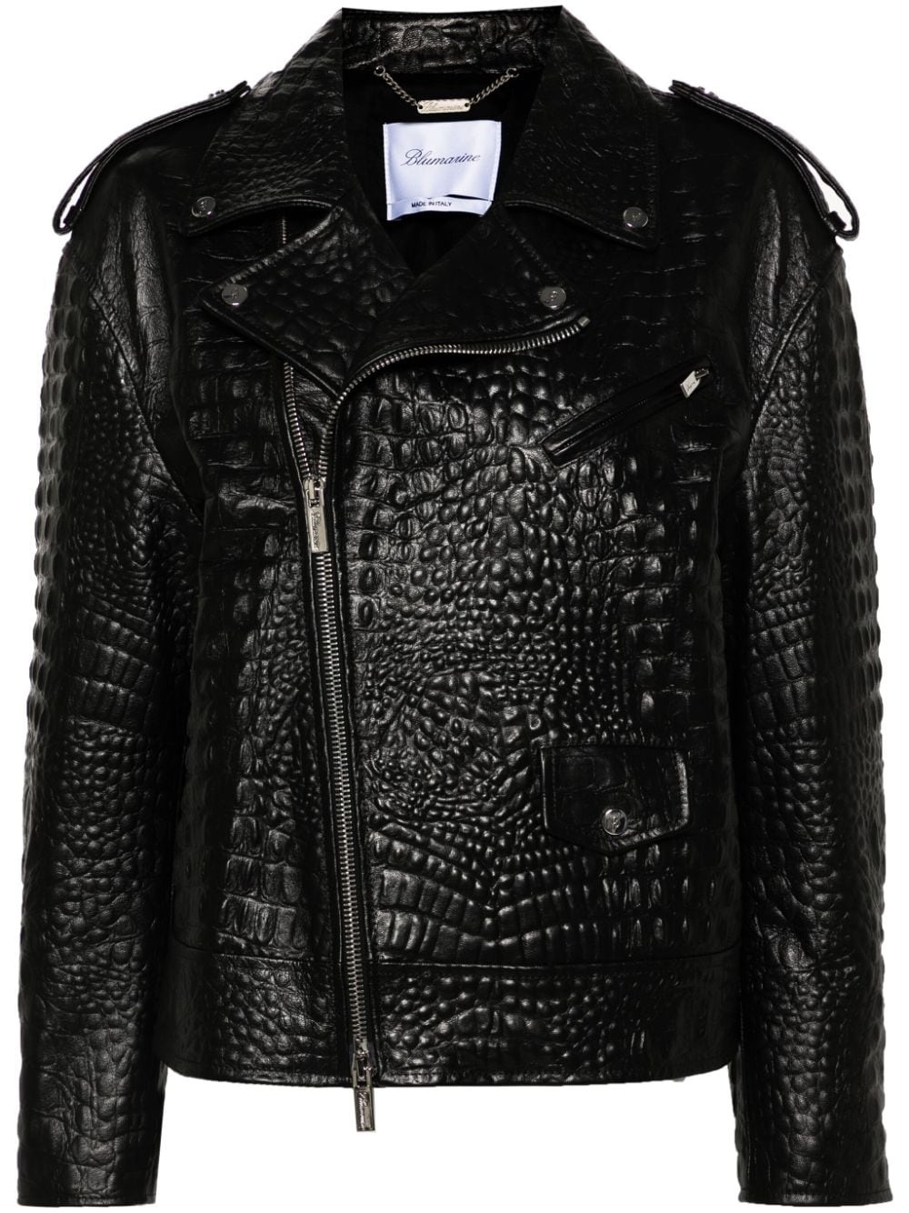 crocodile-effect leather jacket - 1