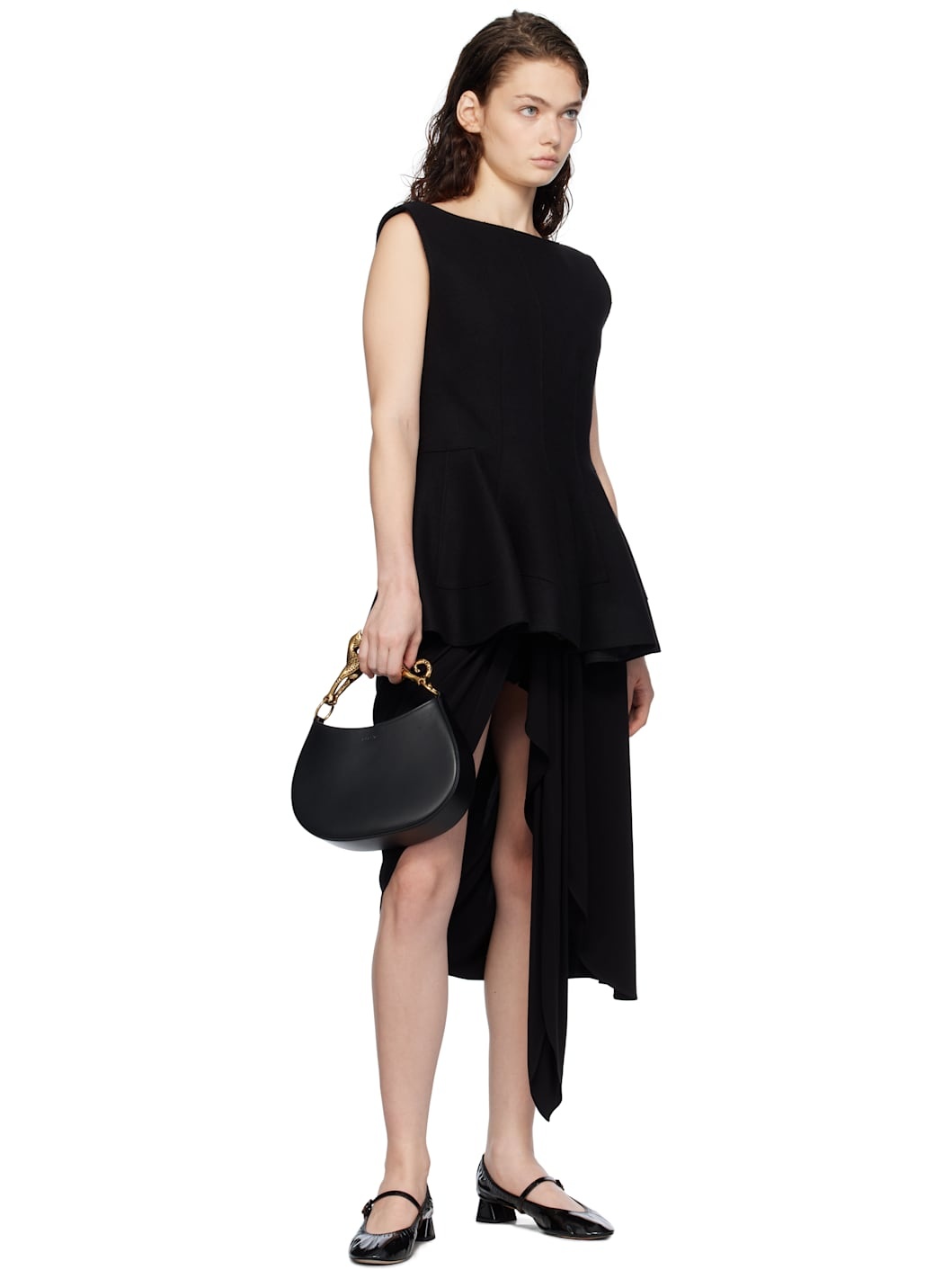 Black Heeled Mary Jane Ballerina Flats - 4