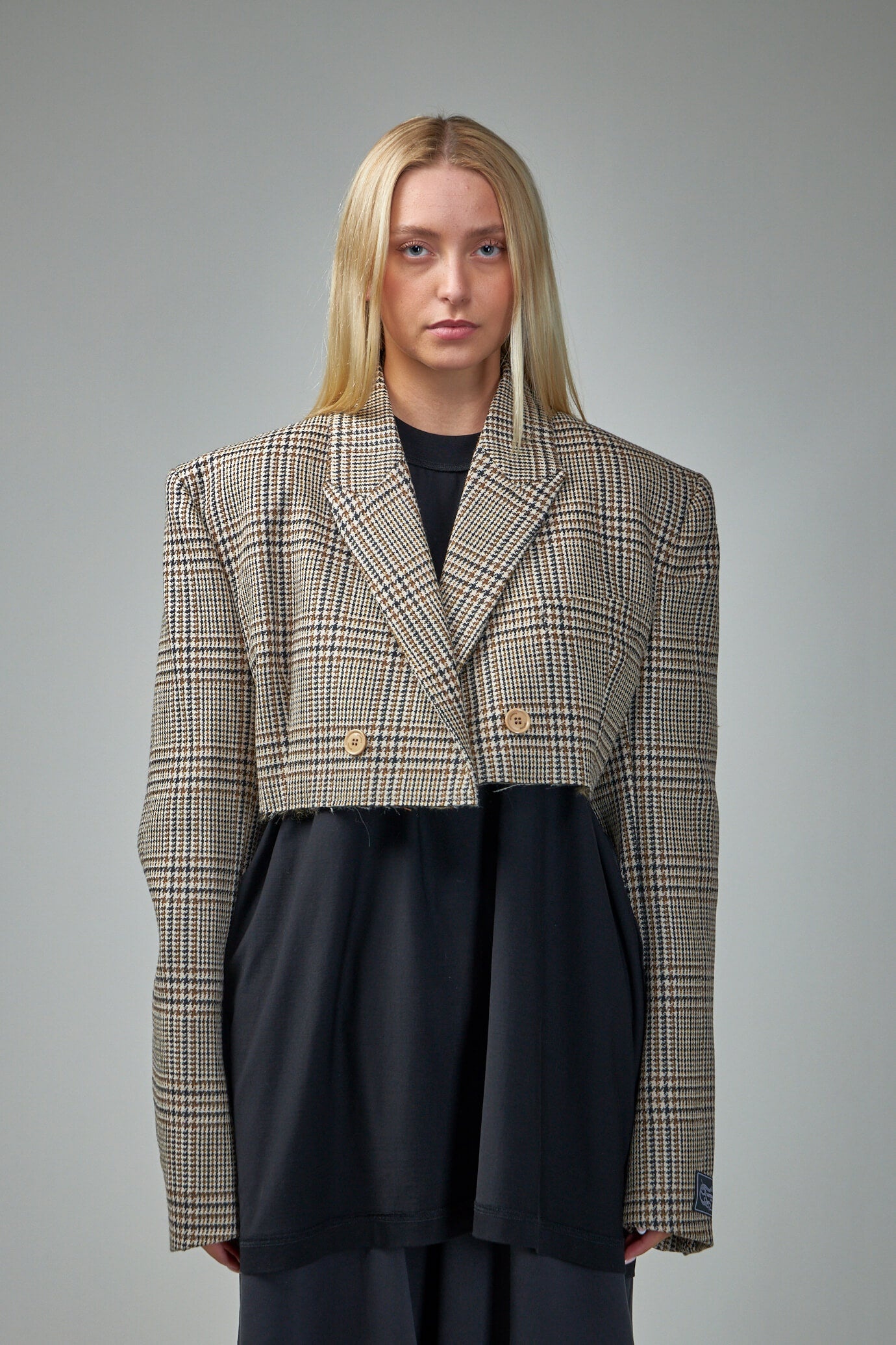 Cropped Deconstructed Tailored Jacket - 1