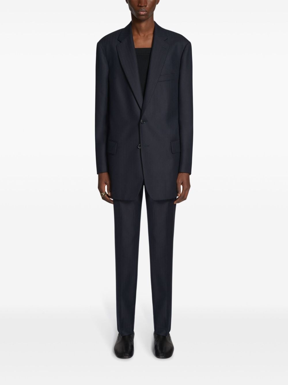 pressed-crease tapered trousers - 2