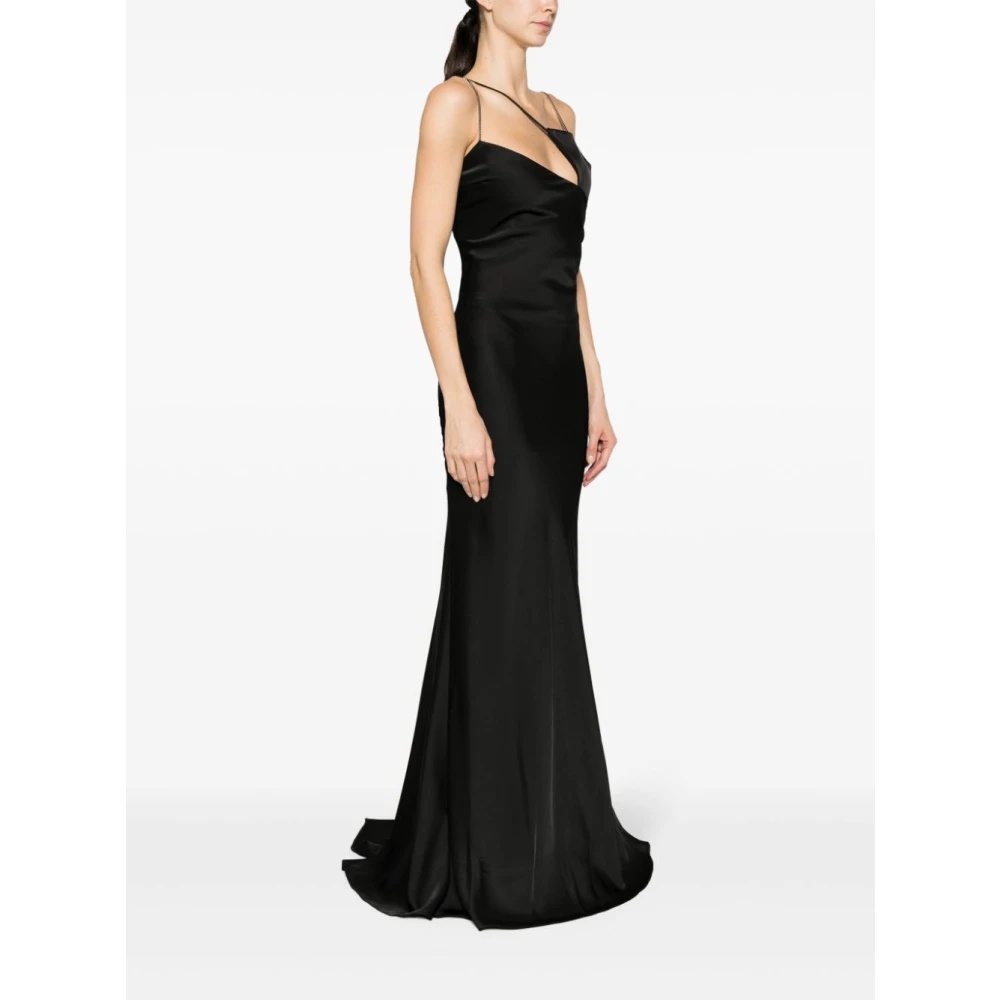 ワンピースその他 THE ATTICO Women Dresses 250WCW00206 100 BLACK THE ATTICO Zip-embellished stretch-crepe midi dress | NET-A