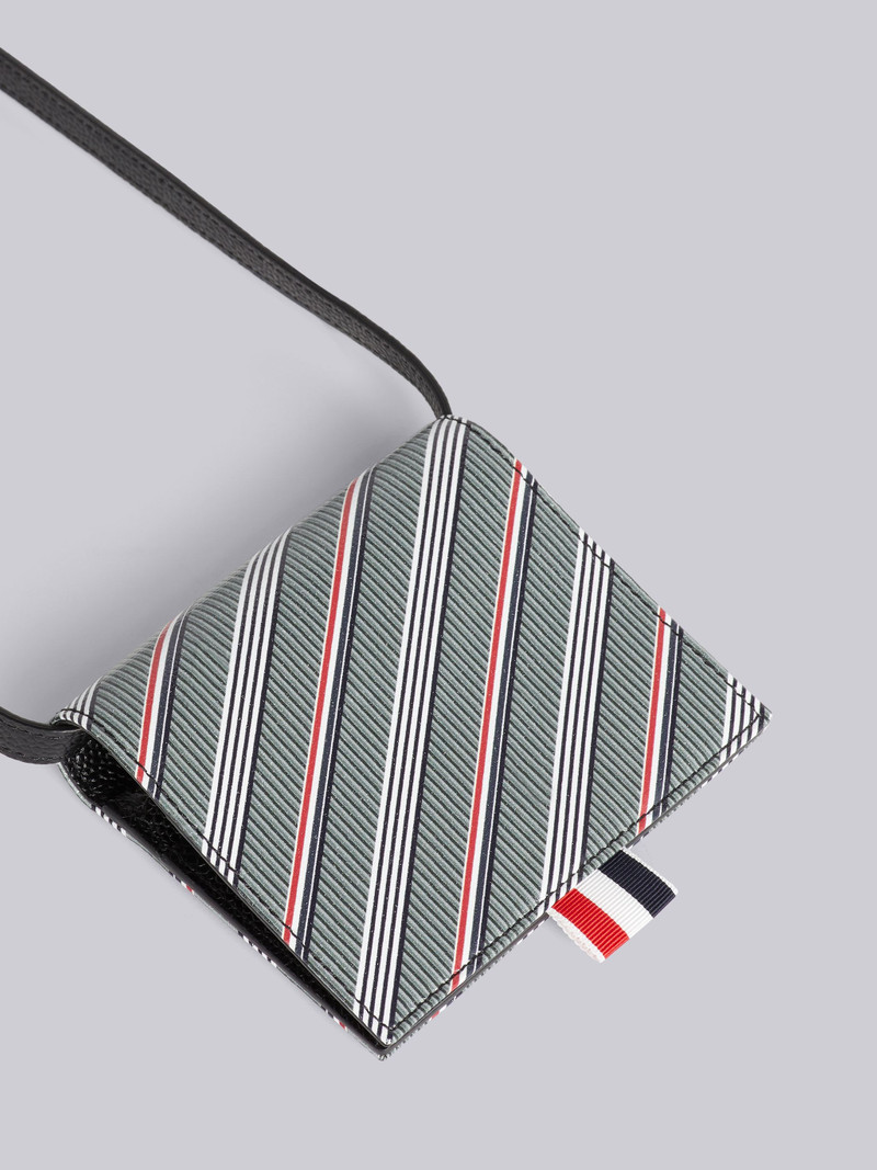 Thom Browne Medium Grey Monogram Coated Canvas Shoulder Strap Card Holder outlook
