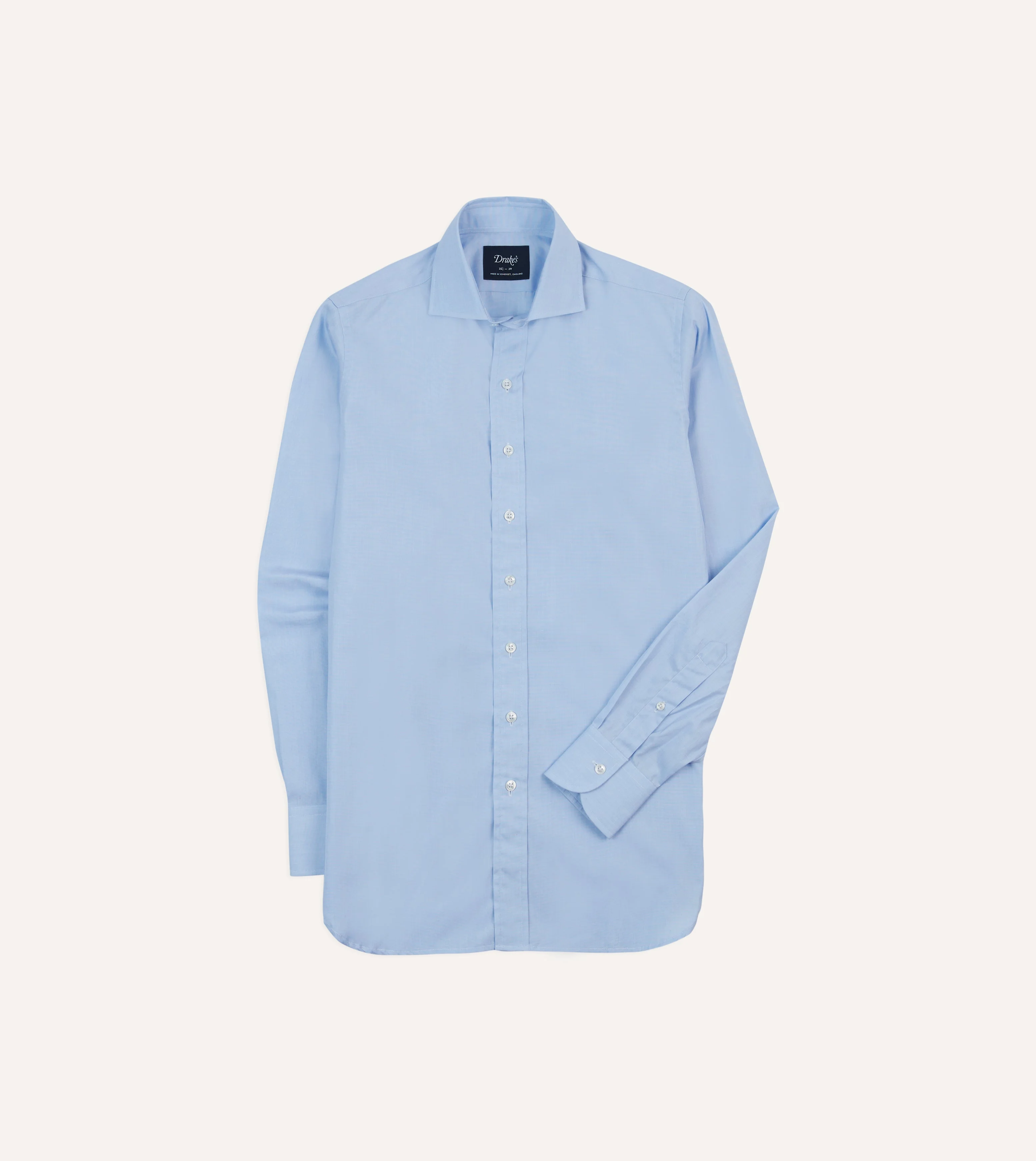 Sky Blue Cotton Spread Collar End-on-End Poplin Shirt - 1
