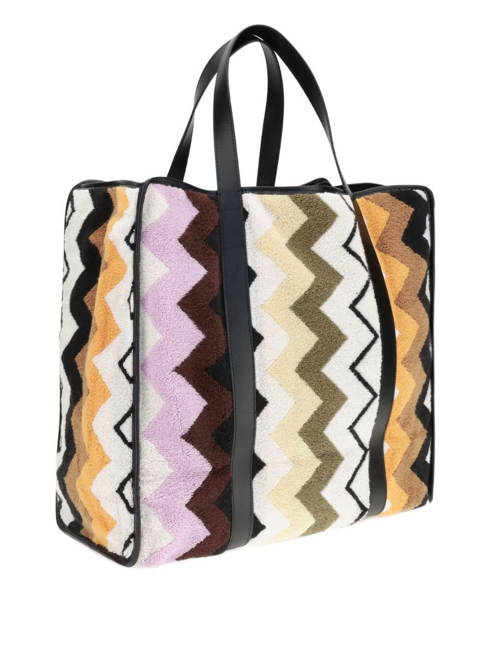 zigzag-pattern cotton tote bag - 3