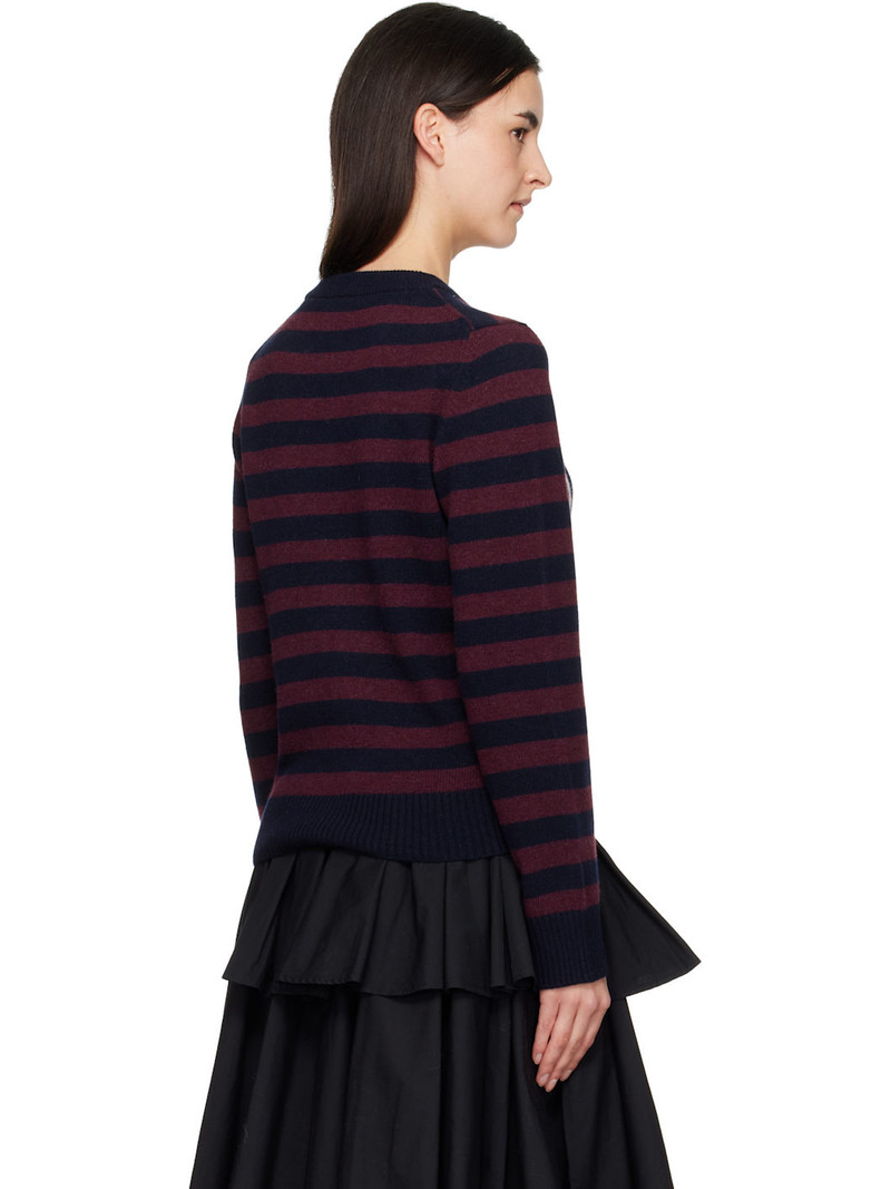 Burgundy Graphic Wool Mix Poodle Stripe Sweater 3