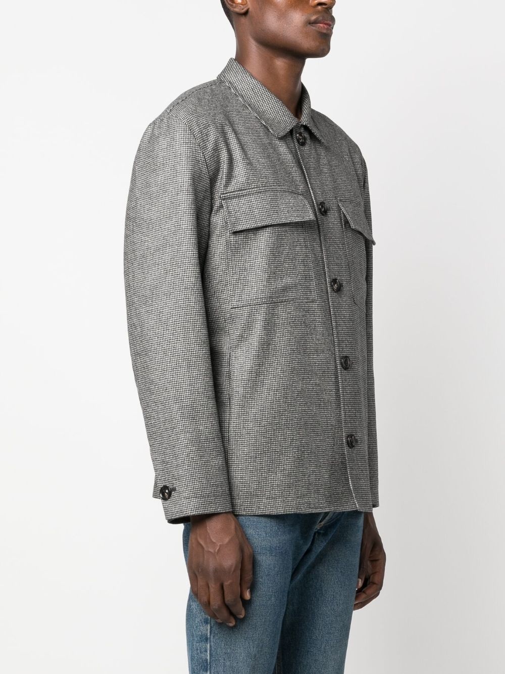 micro houndstooth-pattern shirt jacket - 3