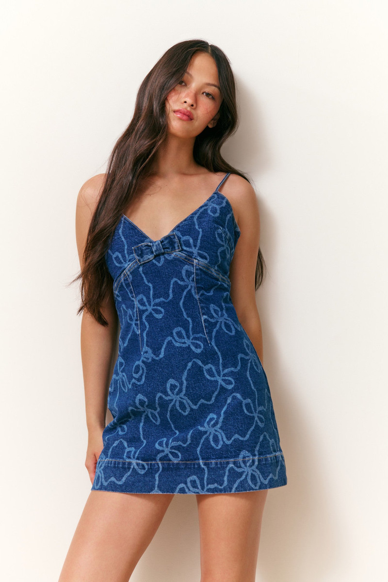 Solina Denim Bow Mini Dress 6