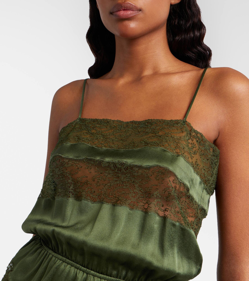 Lace-trimmed silk satin romper 4