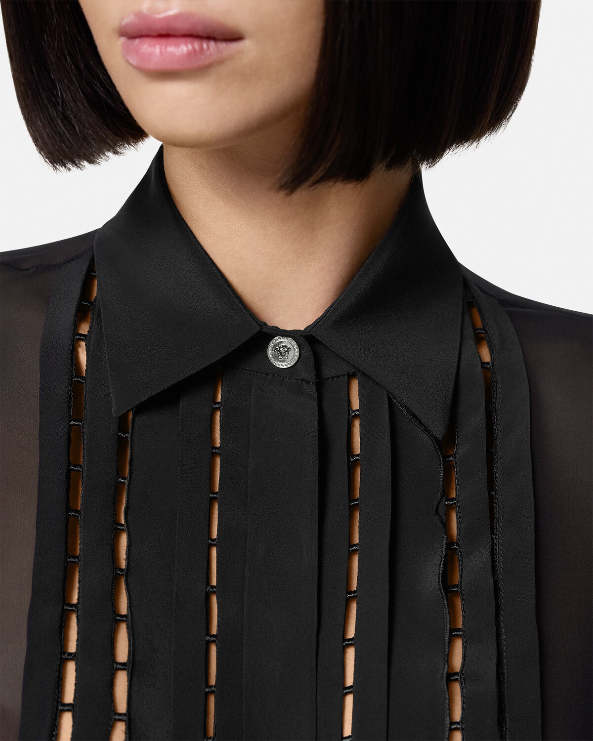 Silk Georgette Lavallière Long Shirt - 3