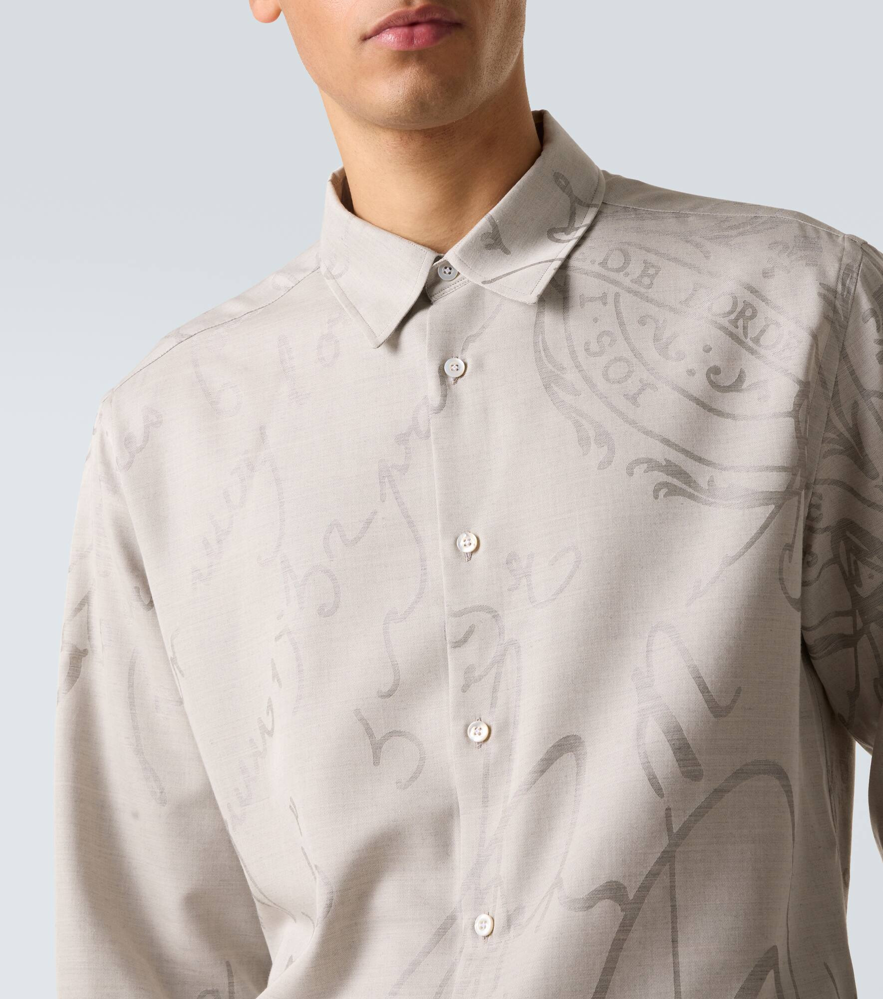 Printed cotton, wool, and silk shirt - 5