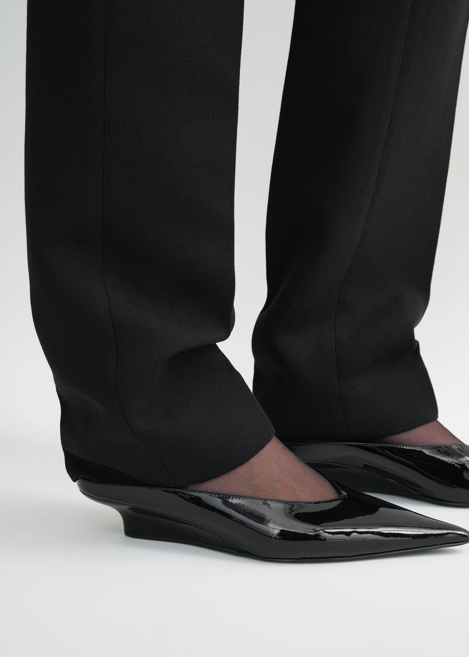 Sharp patent-leather wedge mules black - 3