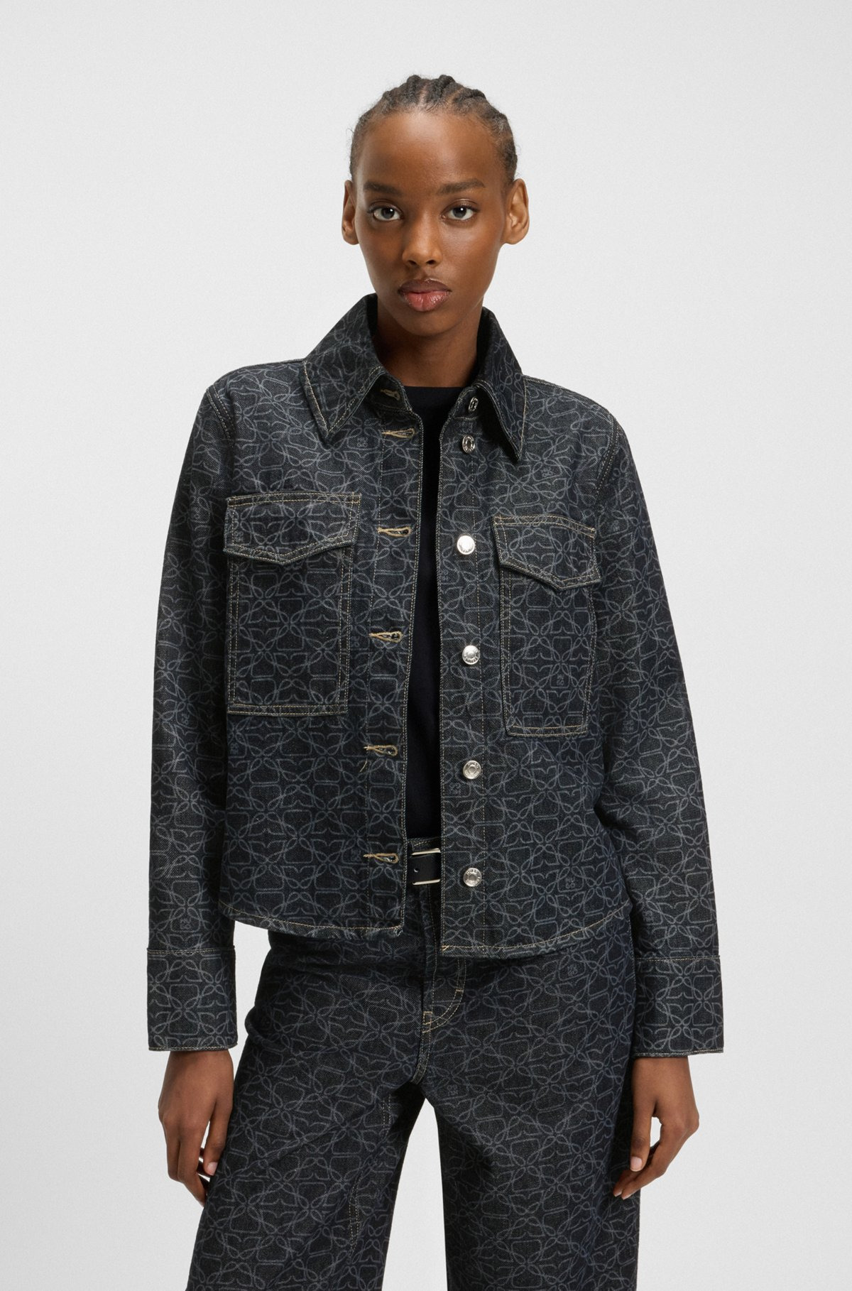 RIGID-DENIM JACKET WITH MONOGRAM LASER PRINT - 2