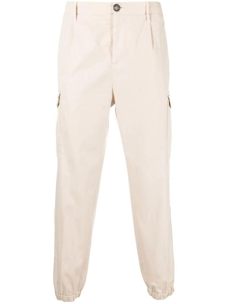 pressed-creased multi-pocket straight-leg trousers 1