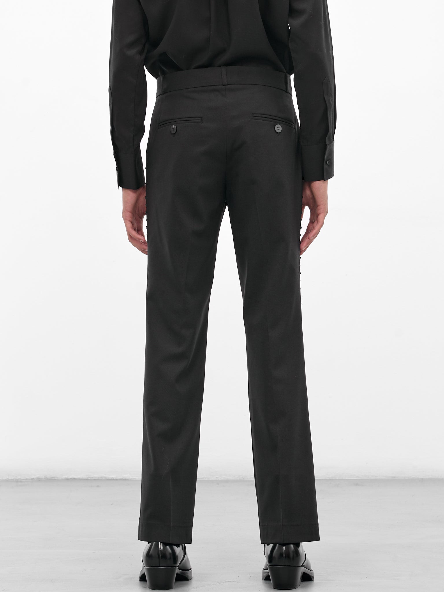 Black Wool Swarovski Flared Trousers - 3