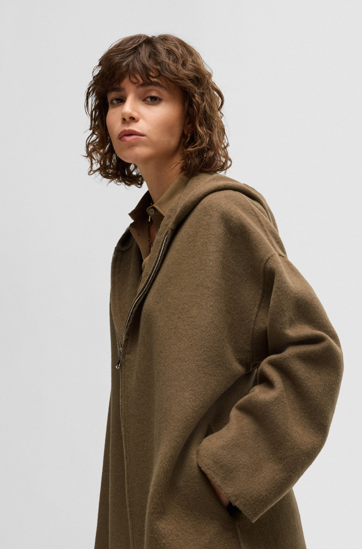 HOODED COAT IN DOUBLE-FACED WOOL - 5