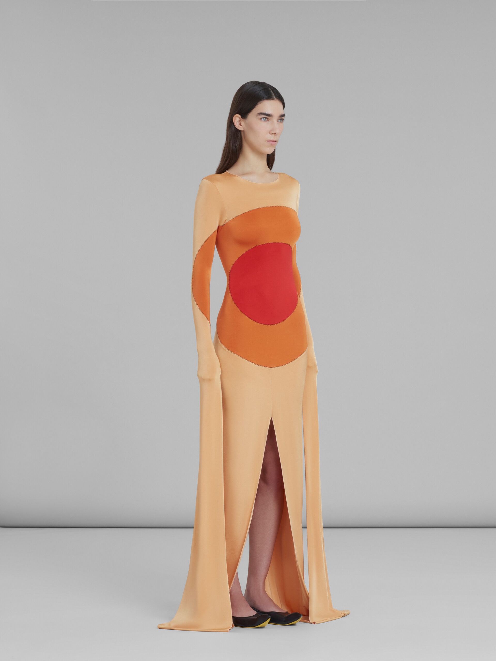 ORANGE JERSEY BODYCON DRESS WITH INTARSIA - 6