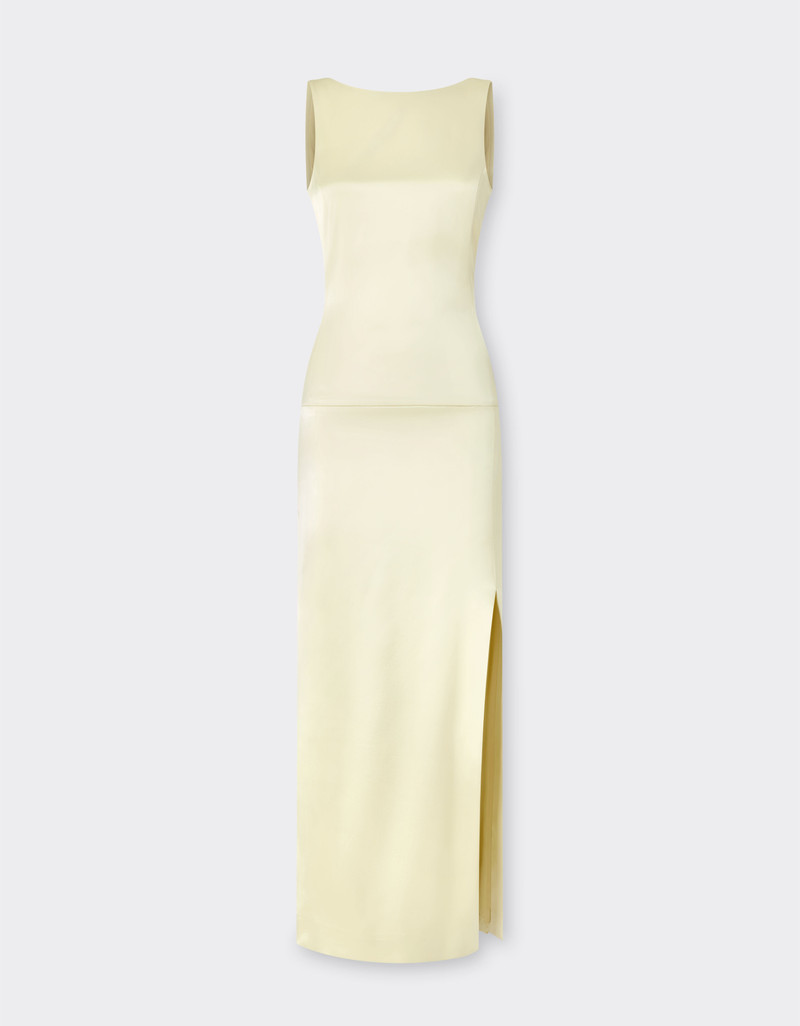 Long stretch satin dress 1