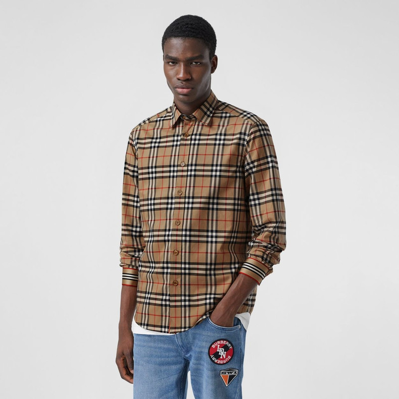 Icon Stripe Cuff Vintage Check Cotton Shirt 6
