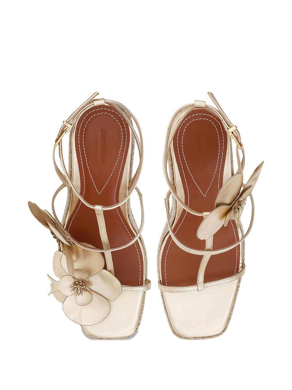 110mm Orchid flower-embellished wedge sandals - 3