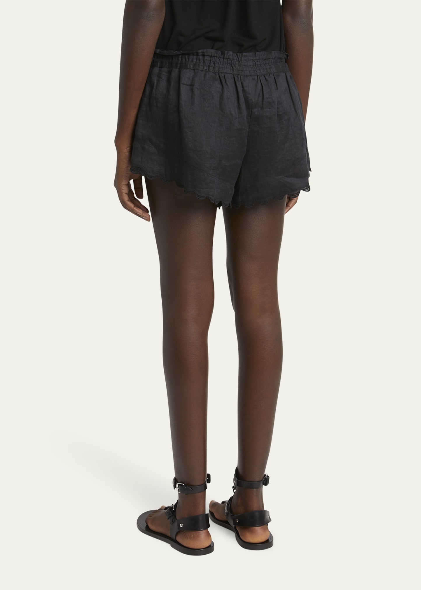 Lola Ladder Stitch Scallop Drawstring Shorts - 3