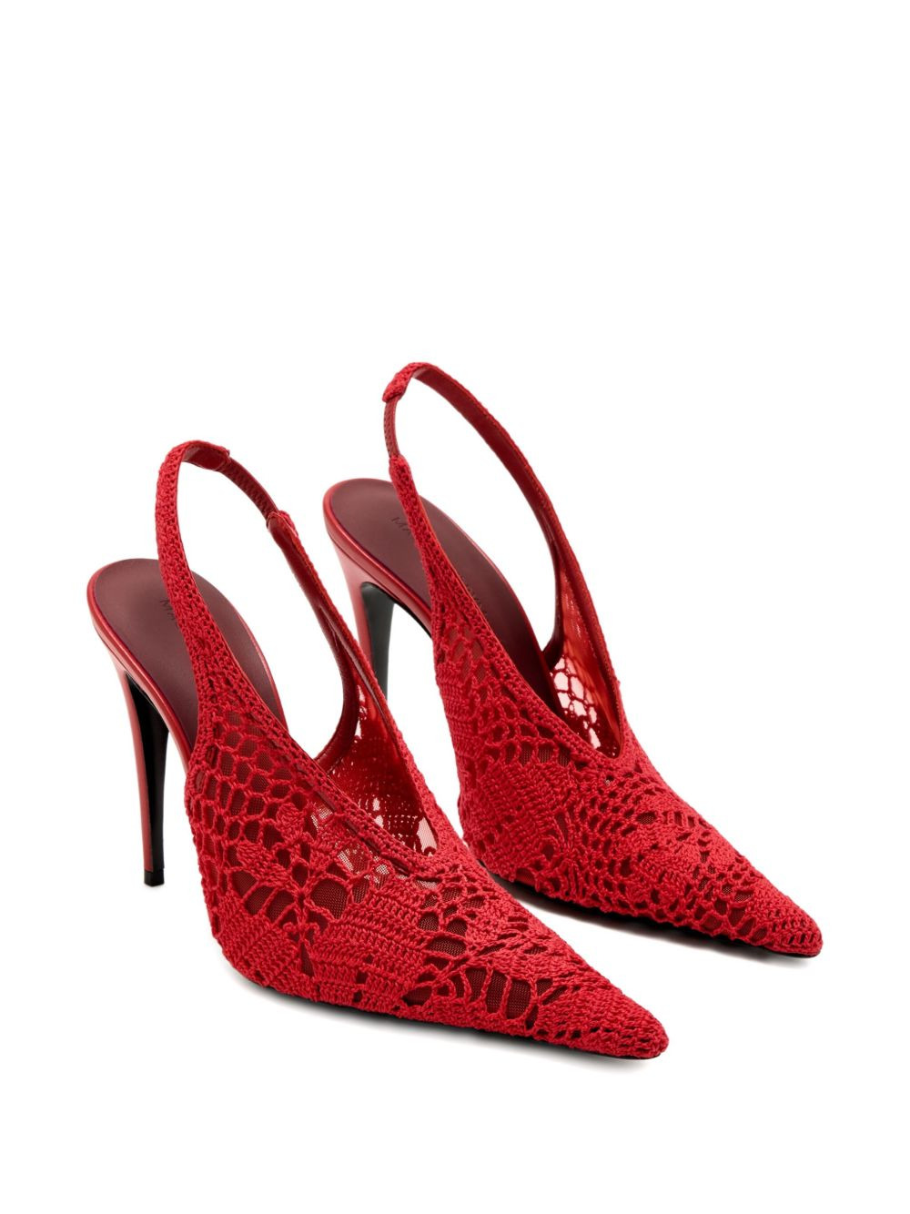 105mm crochet-knit slingback pumps - 2