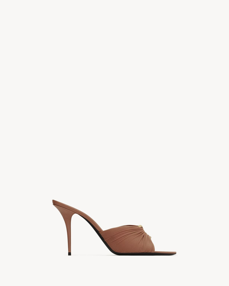 LOLA MULES IN SMOOTH LEATHER AND DRAPED JERSEY 1
