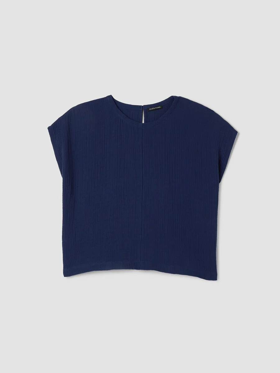 Organic Cotton Lofty Gauze Round Neck Box-Top - 1
