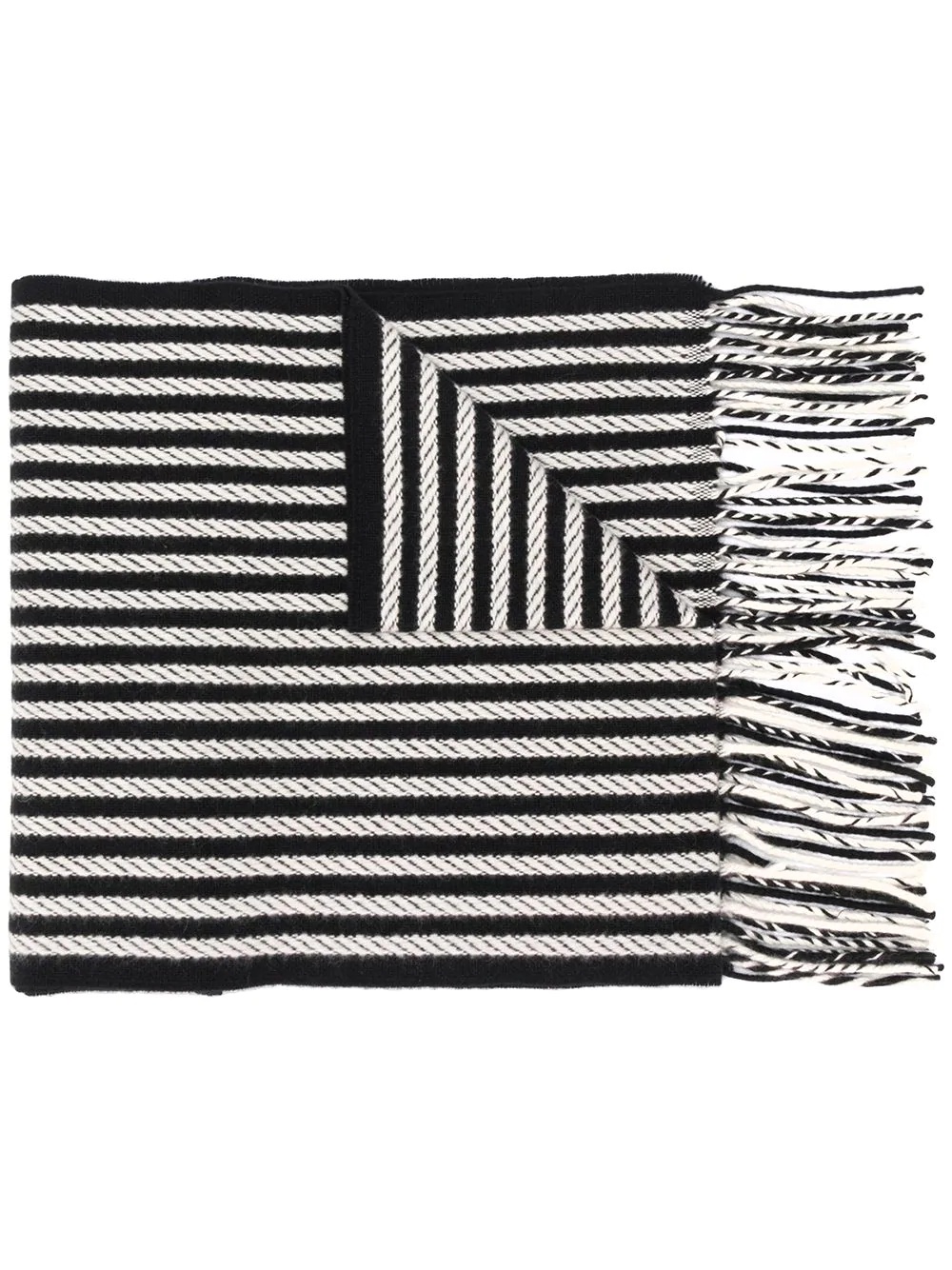 fringed woven stripe scarf - 1