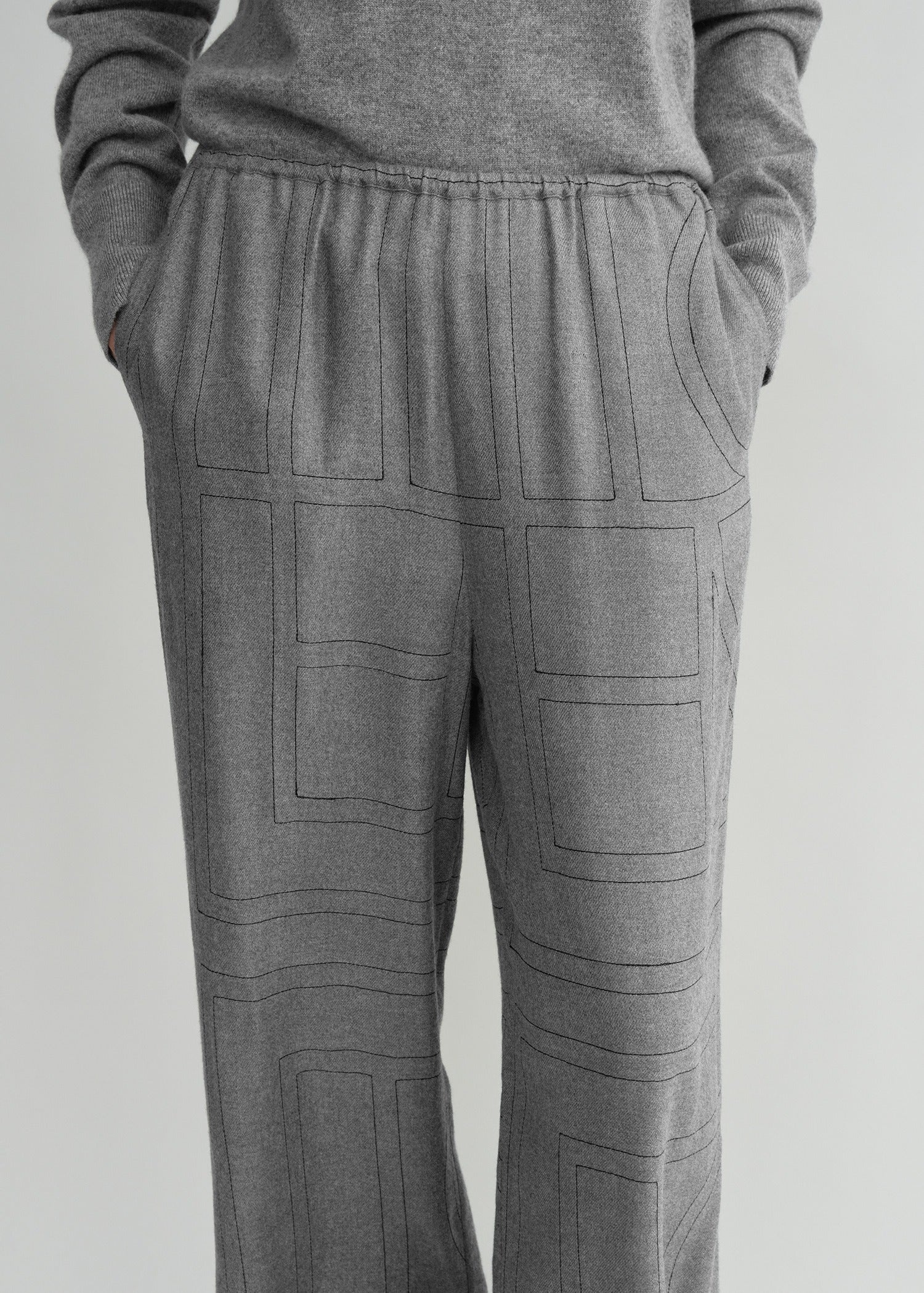Monogram flannel pj bottoms smoke melange - 5