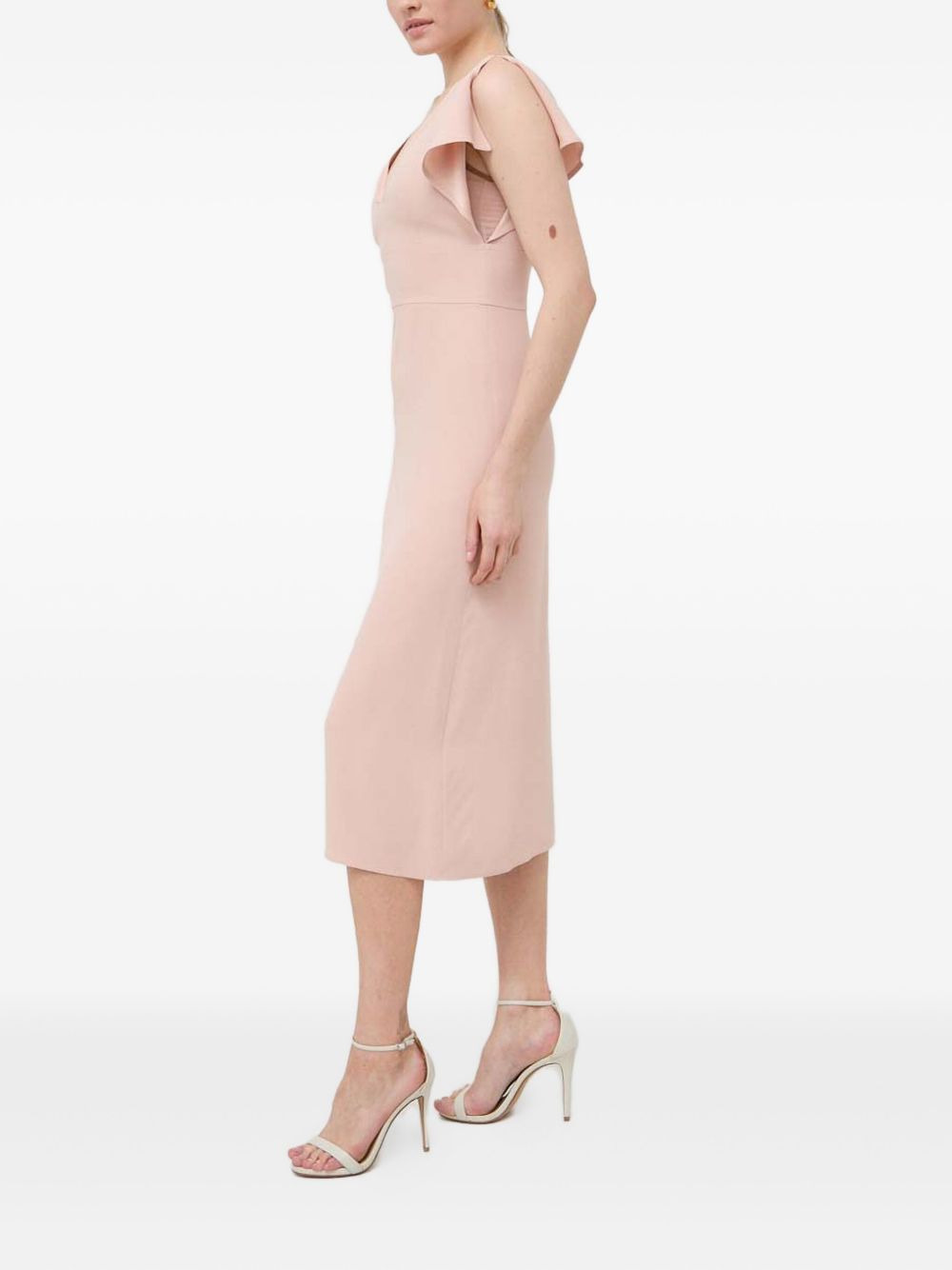flutter-sleeve V-neck midi dress - 2