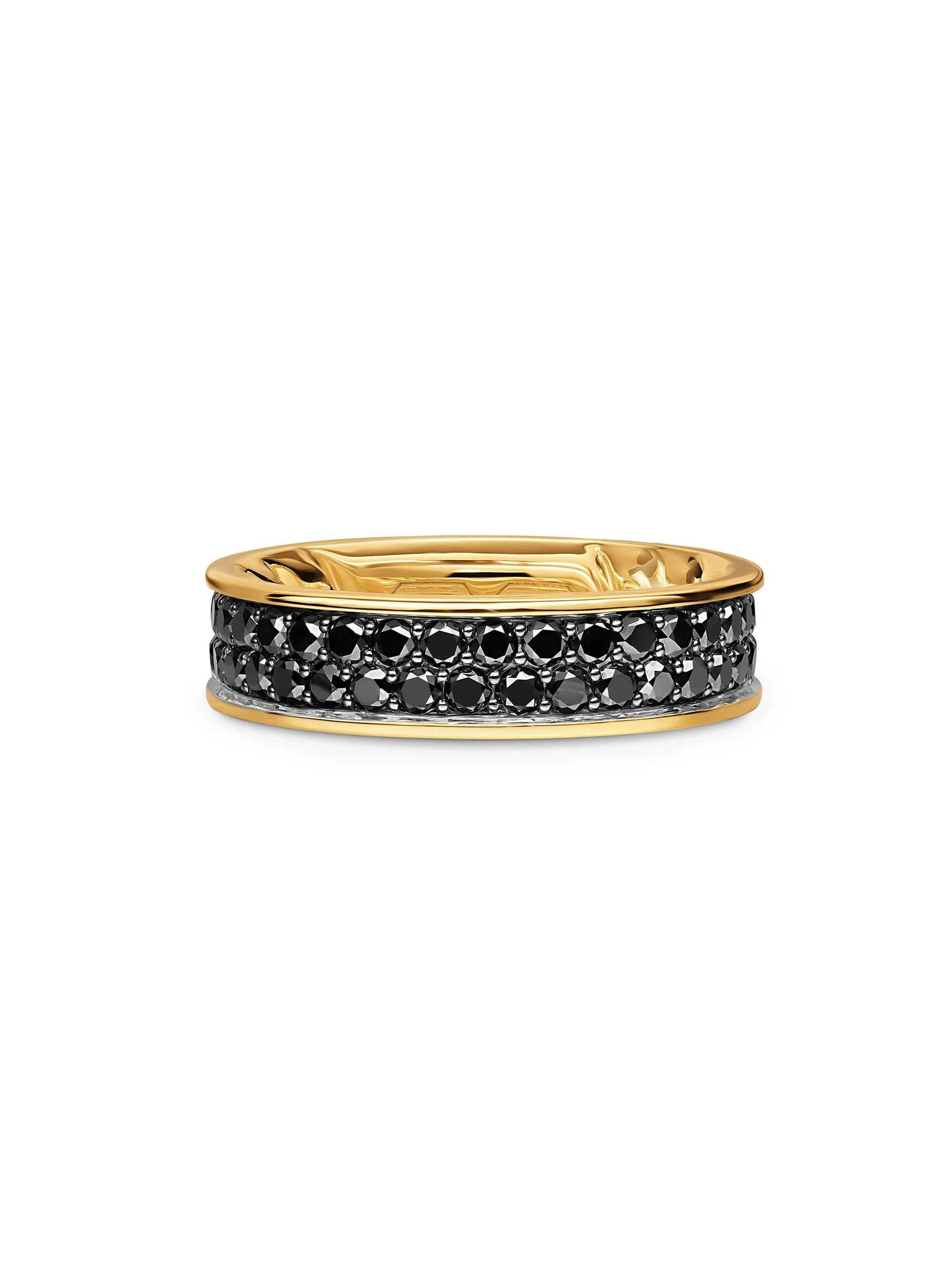 Men's Streamline Band Ring in 18K Yellow Gold - Black Diamond - 1