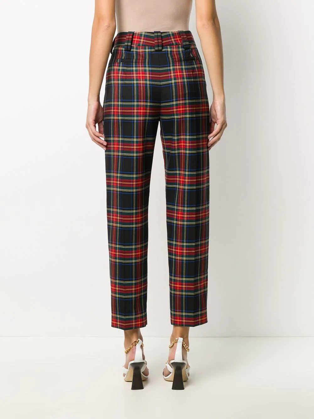 plaid straight-leg trousers - 4