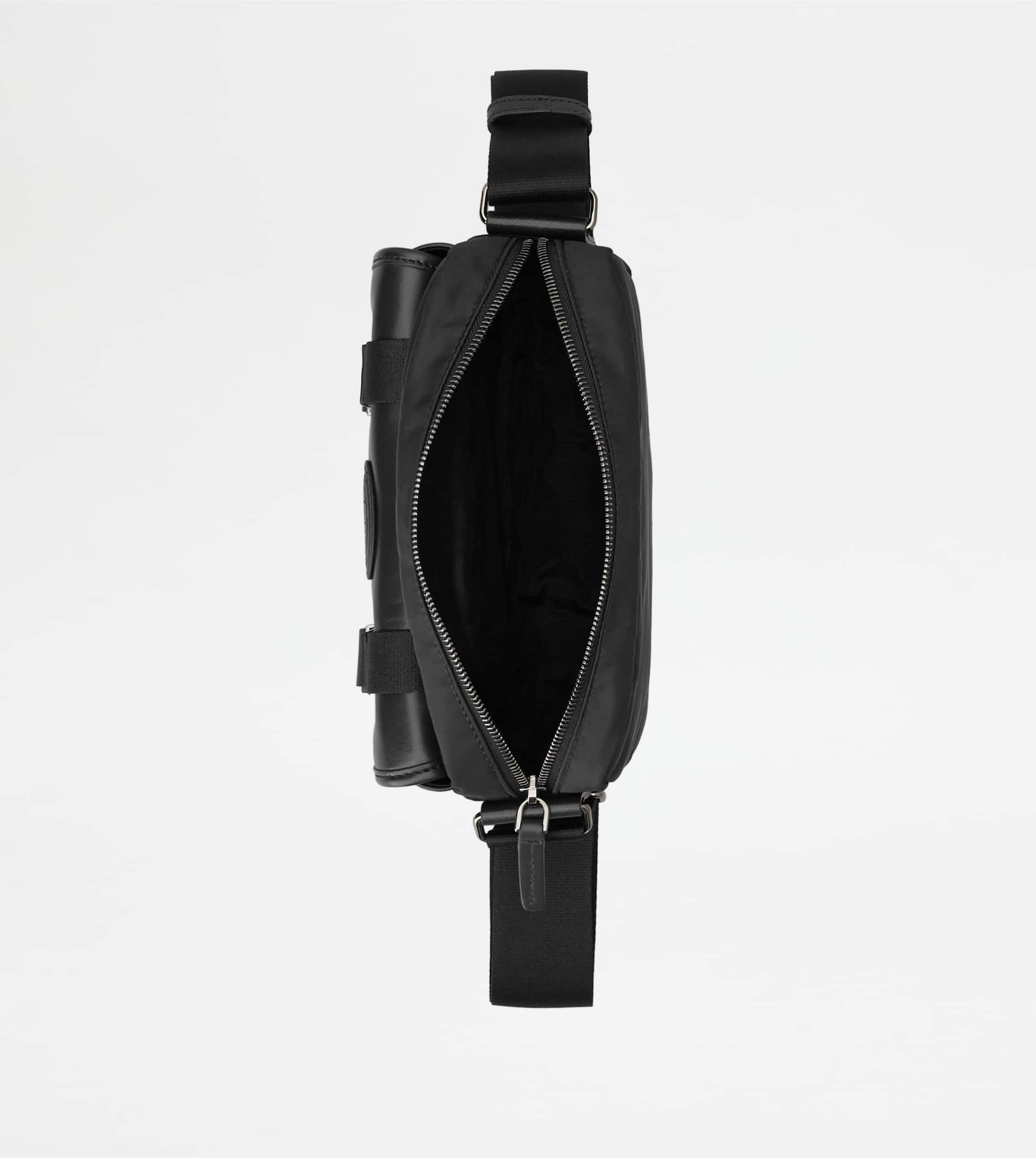 MESSENGER BAG IN FABRIC AND LEATHER MINI - BLACK - 4