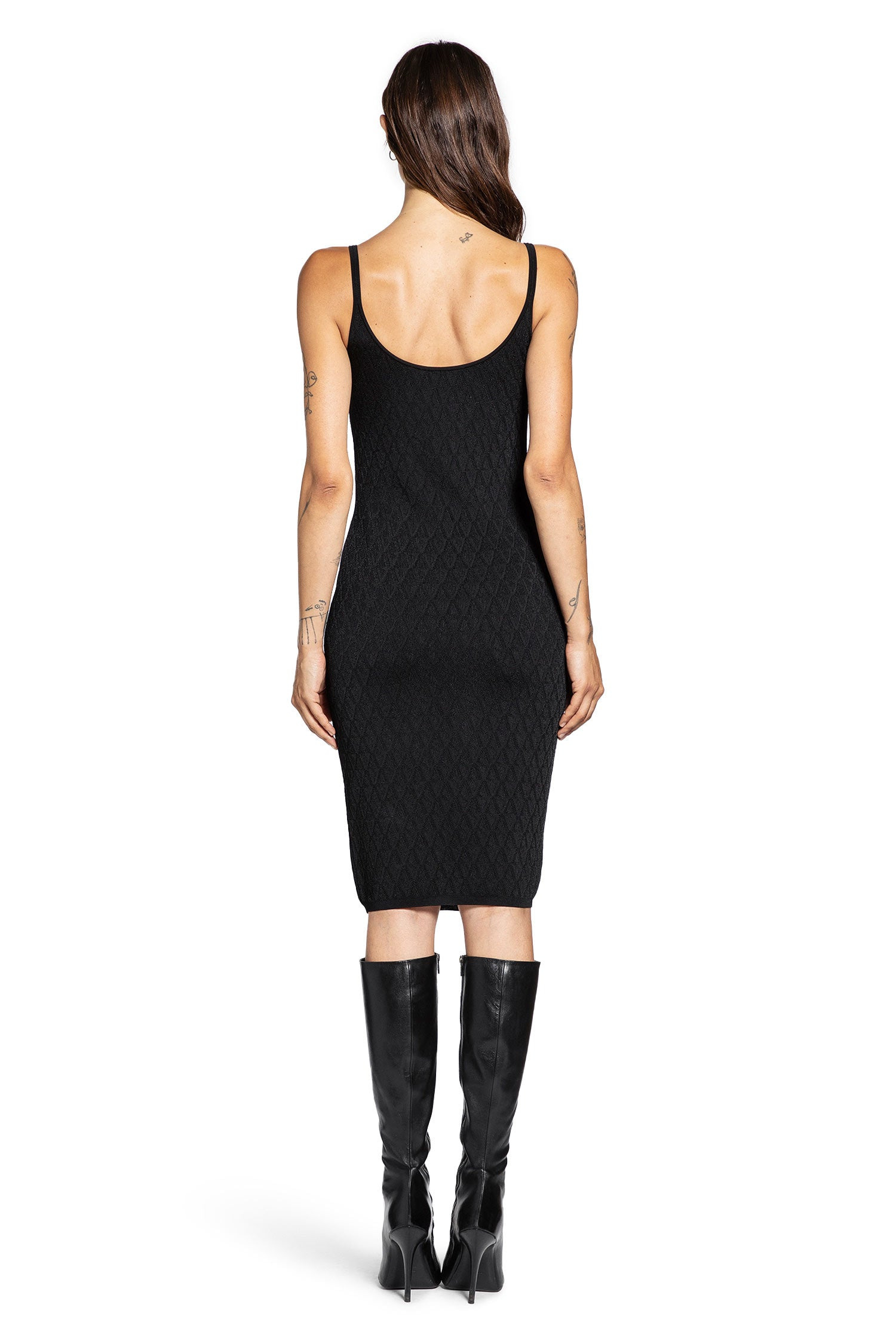 V Allover Jacquard Knit Mini Dress - 4