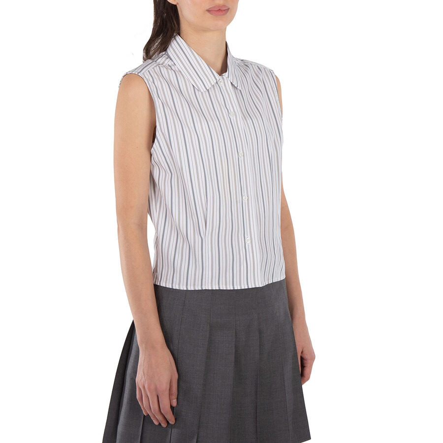 Thom Browne Striped Cotton-Poplin Sleeveless Shirt - 2