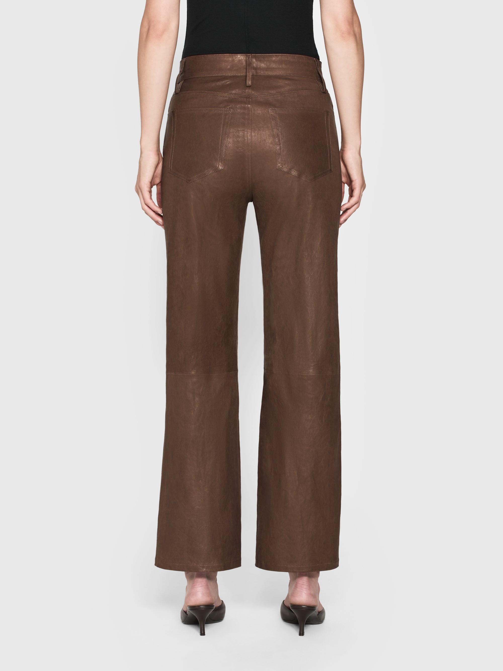 Le Slim Palazzo Leather in Bark - 7