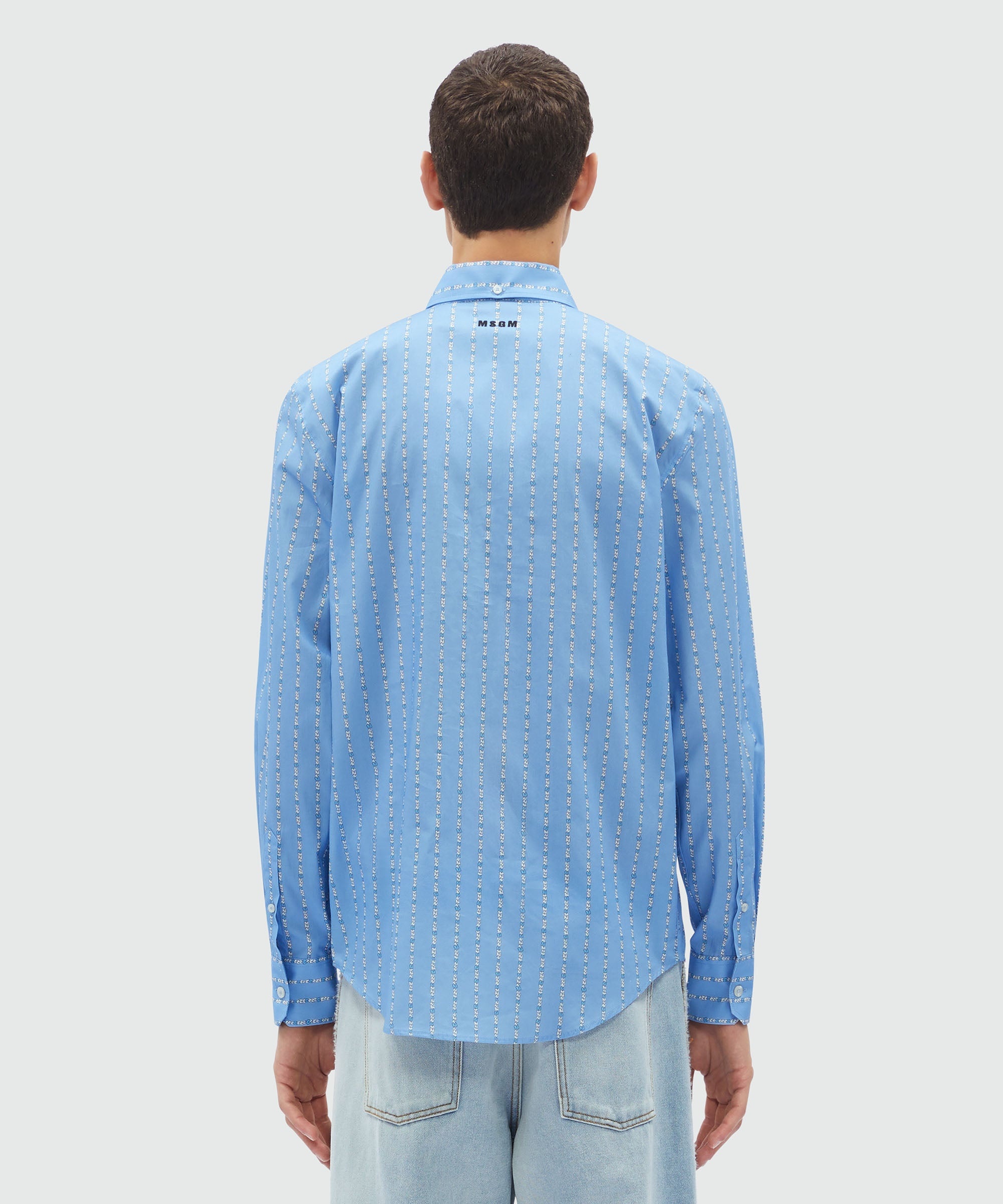 Shirt in light blue poplin and "TheMwave" striped pattern - 3