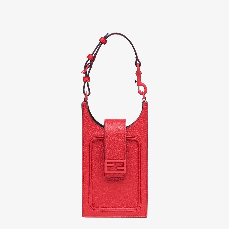 Red leather cell phone holder - 1