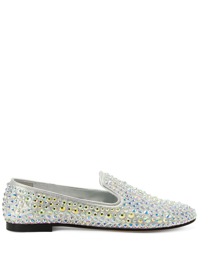 Evangeline rhinestone-embellished leather loafers 1